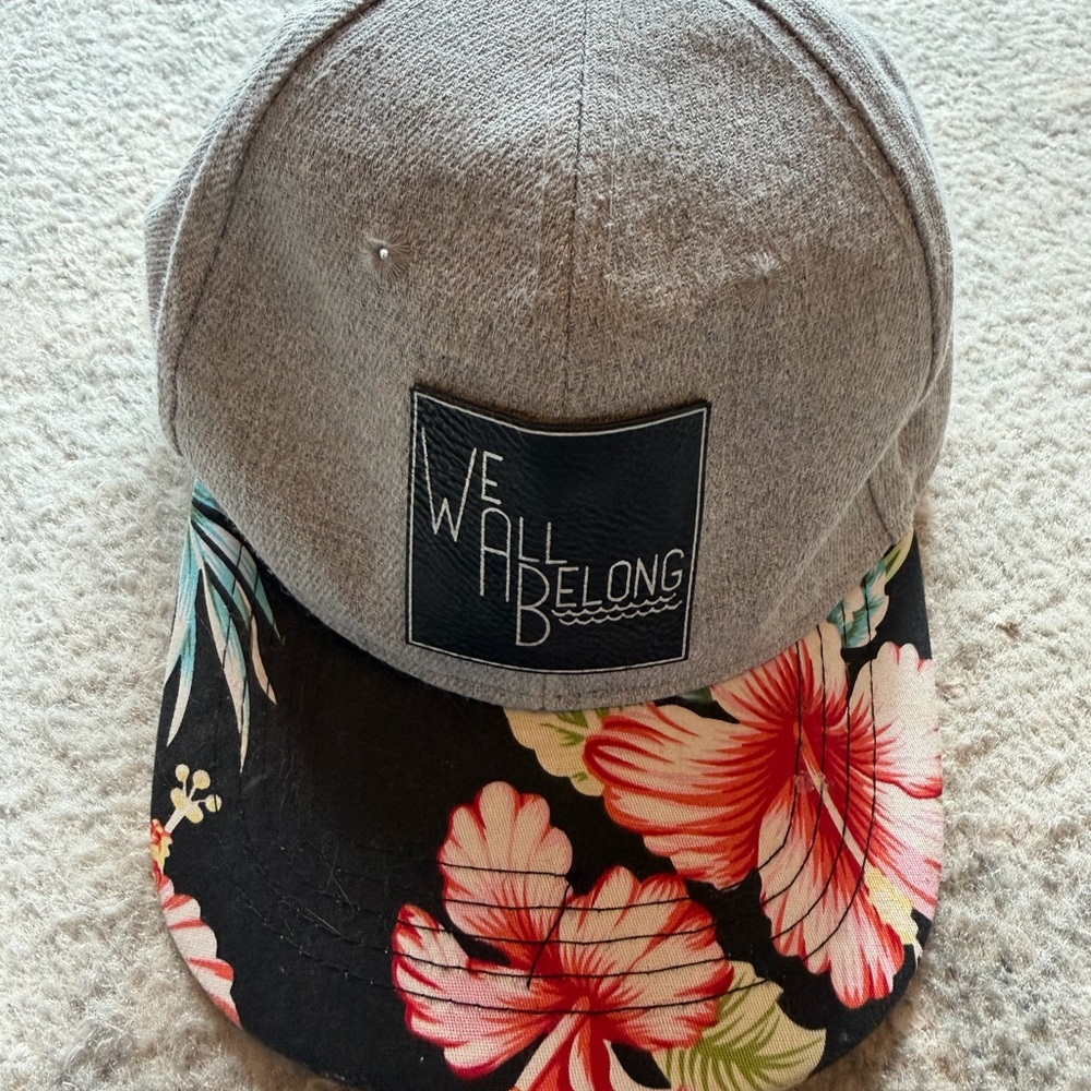 Toddler Boys Gray Cap with Floral Brim